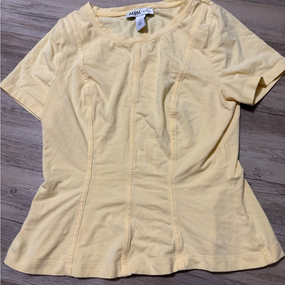 White House Black Market yellow Peplum Blouse